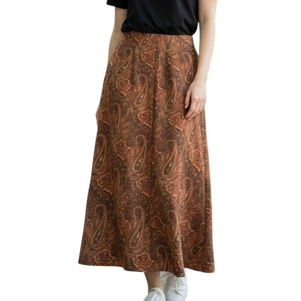 Pursuits Ltd Paisley Maxi Skirt – Women's Size 6, Slit & Zip Closure, Boho Print